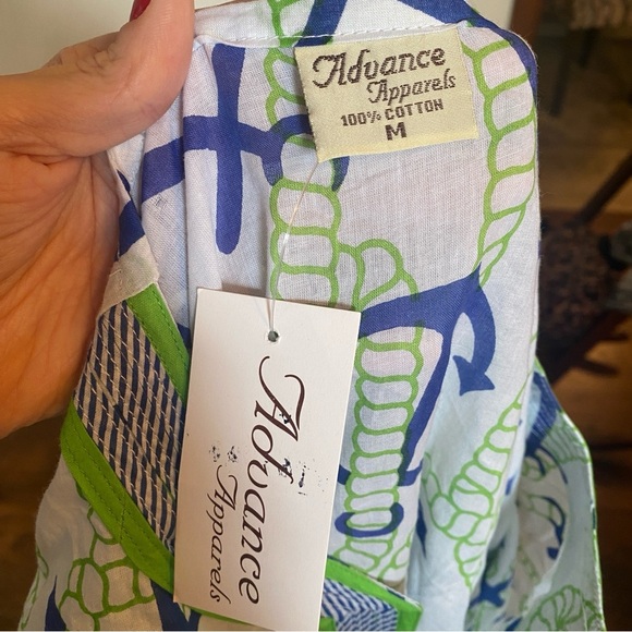 Advance Apparels • Blue & Green Anchor Nautical Swimsuit Coverup • Sz M • NWT - Picture 7 of 7